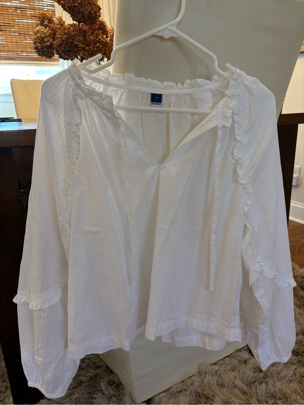 Old NavyWhite Ruffled Peasant Blouse - Women's Top